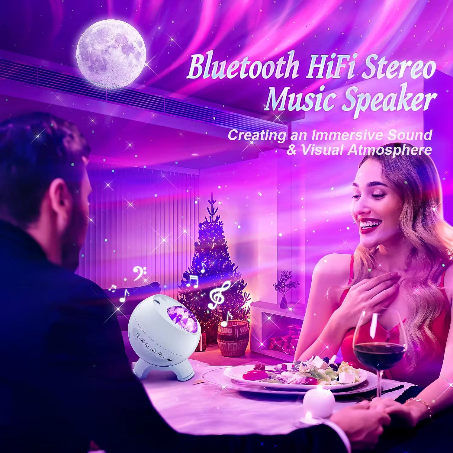 Aurora Galaxy Projektorlampa – Norrsken, stjärnhimmel och mysbelysning i ett