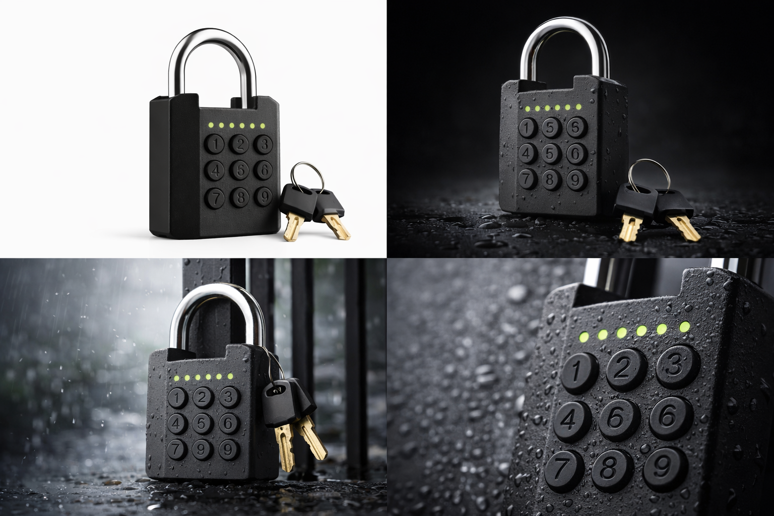 Elektroniskt Kodhänglås med Nödnyckel – 6-Siffrig Kod, Vattentåligt & Batteridrivet (CR2032)