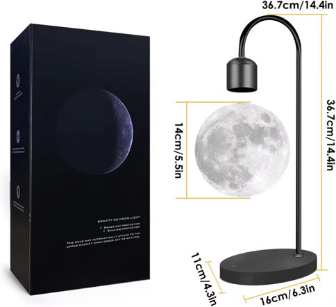 3D Svävande Månlampa med Trådlös Laddare – Magnetisk Levitationslampa, LED Bordslampa