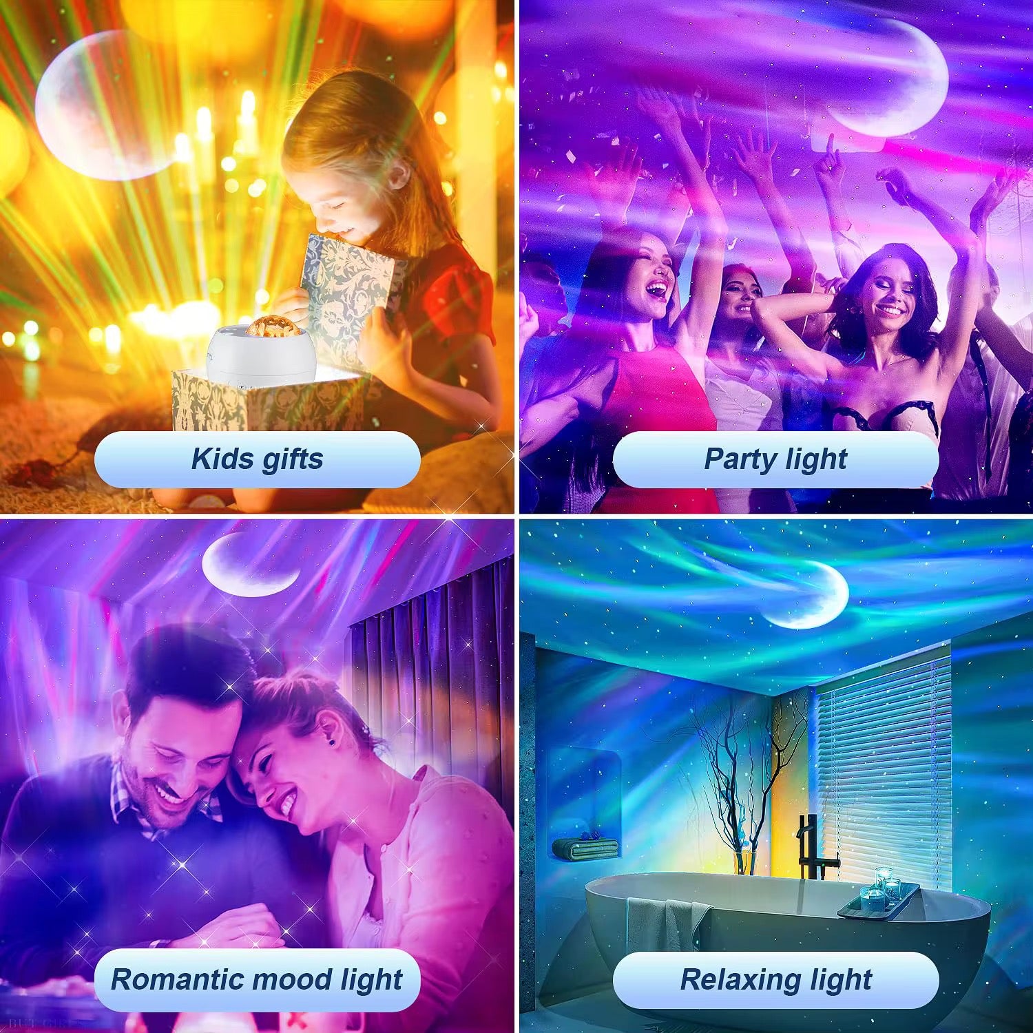 Aurora Galaxy Projektorlampa – Norrsken, stjärnhimmel och mysbelysning i ett