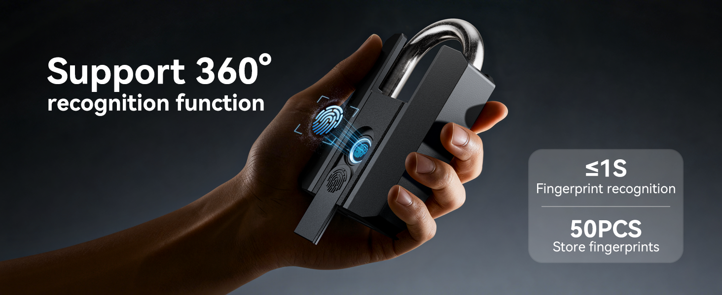 Heavy duty - Smart fingeravtryckshänglås med app, nyckel & Bluetooth – IP67