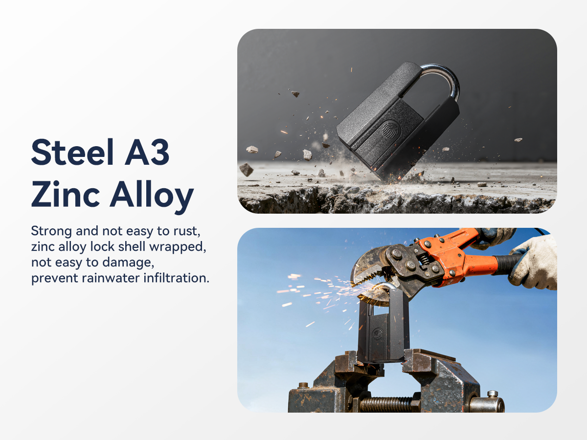 Heavy duty - Smart fingeravtryckshänglås med app, nyckel & Bluetooth – IP67